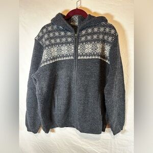 WOOLRICH Fair Isle Snowflake pattern full-zip hooded wool sweater